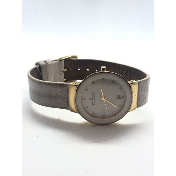 Skagen SKW2033 Women\'s Leather Analog Mother of Pearl Dial Genuine Watch JK38 main image 8